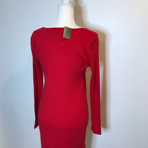 SOLD| Wild Fable Red Ribbed Bodycon Dress Large L - Picture 4 of 6